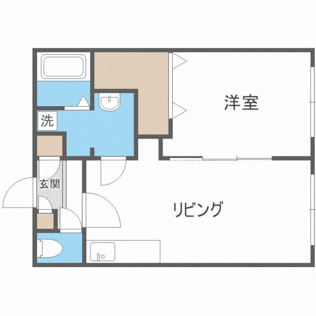 坪川ビル(1LDK/3階)の間取り写真