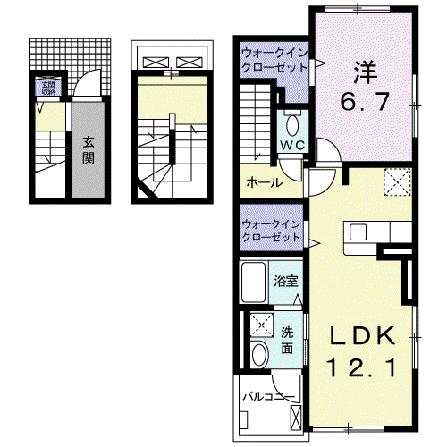 レジデンス 2番館(1LDK/3階)の間取り写真