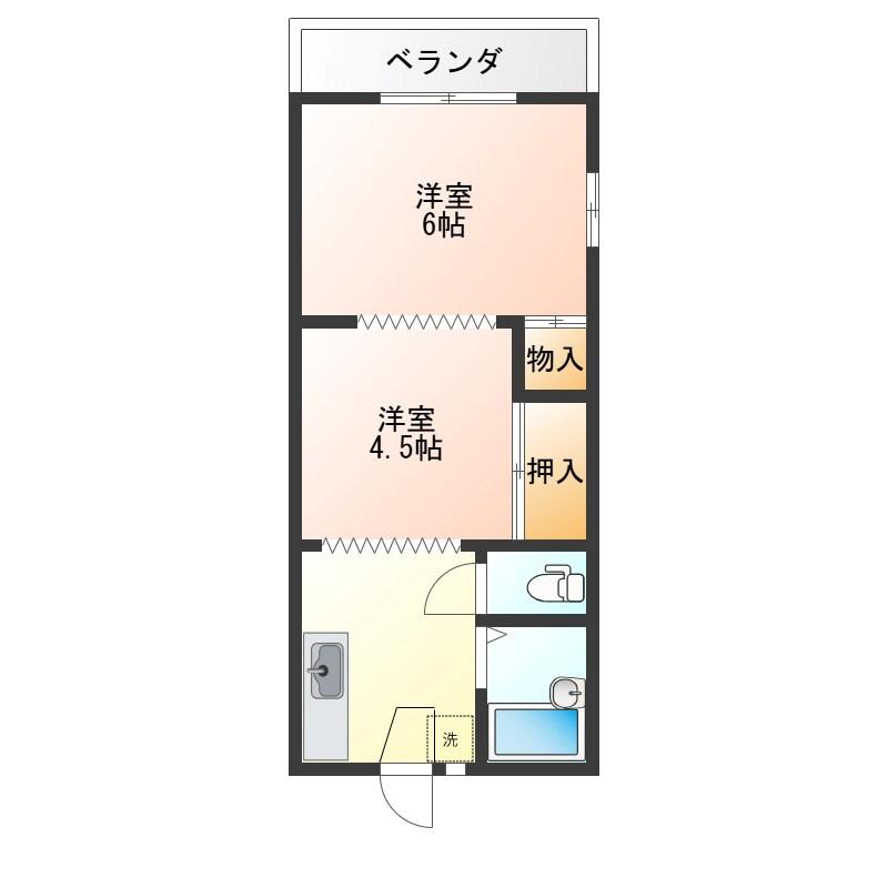 小澤荘(2K/2階)の間取り写真