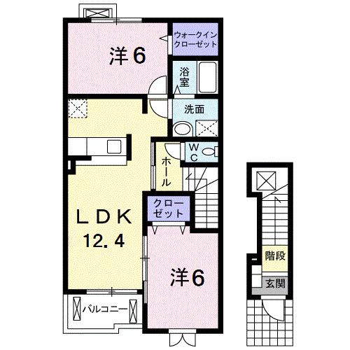 イーストリッチB棟(2LDK/2階)の間取り写真