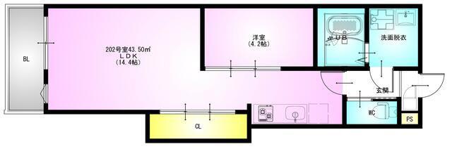 REGALEST 上本郷(1LDK/2階)の間取り写真