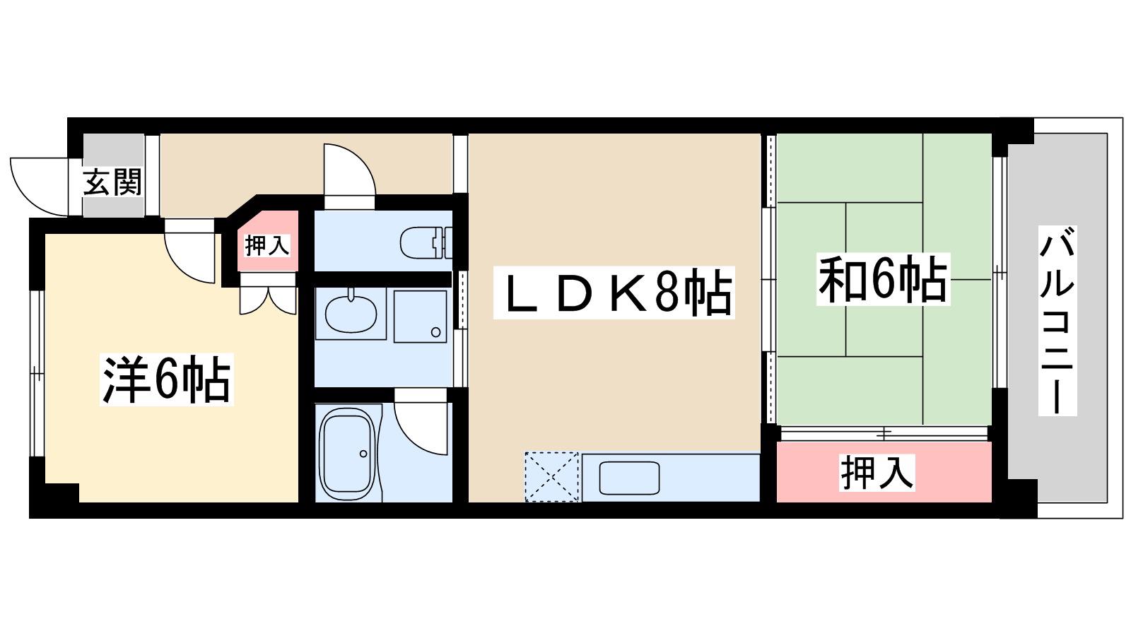 クリスタルシャトウ(2LDK/3階)の間取り写真