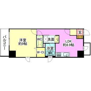 シャルール(1LDK/4階)の間取り写真