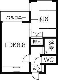 プレサント琴似1-3(1LDK/4階)の間取り写真