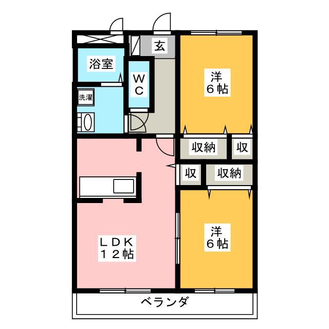 グランシャリオ(2LDK/2階)の間取り写真