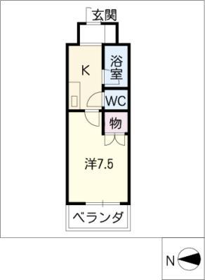 クレセント葵(1K/6階)の間取り写真
