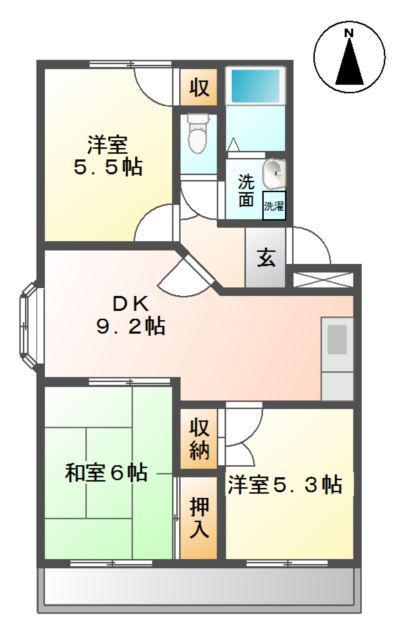 PORT1 諏訪部(3DK/3階)の間取り写真