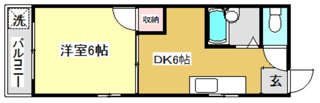 藤本商事第三ビル(1DK/2階)の間取り写真