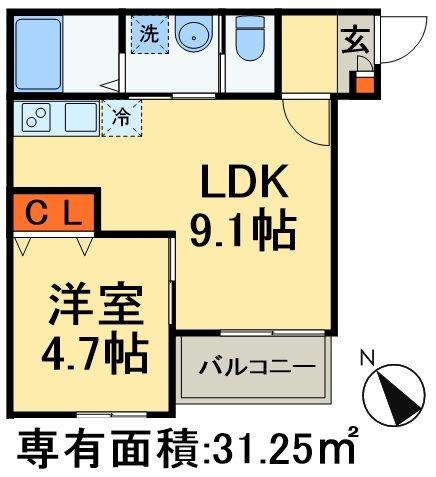 キャメル北松戸3(1LDK/2階)の間取り写真