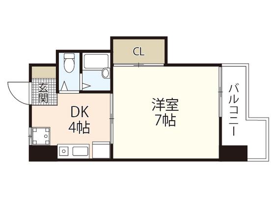 ヴィラ丸本(1DK/6階)の間取り写真
