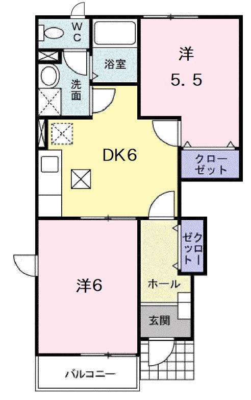 グリーンパレス A(2DK/1階)の間取り写真