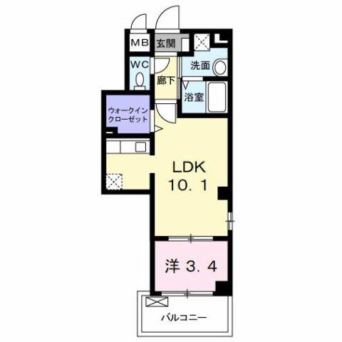 グレイスヒル(1LDK/2階)の間取り写真