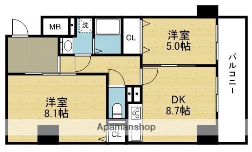 ハイラインV(2DK/7階)の間取り写真