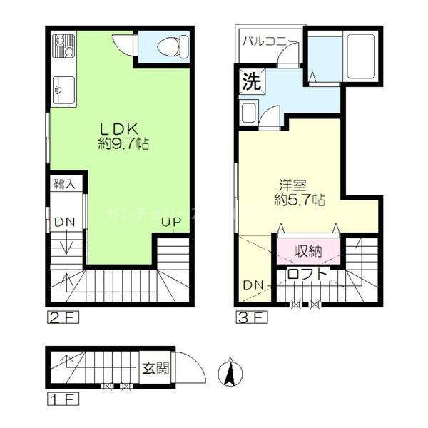 LA MAISON DE MITSUI 西六郷(1LDK/2階)の間取り写真