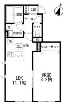 アンクレット(1LDK/1階)の間取り写真