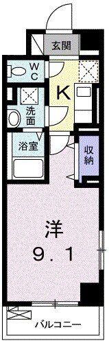 ジラソーレ花影(1K/8階)の間取り写真
