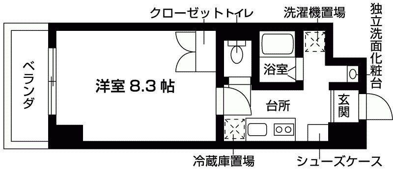 ル・シャンテK(1K/6階)の間取り写真