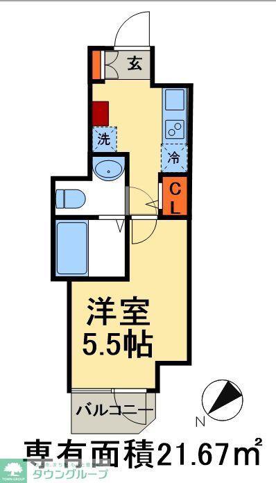 GENOVIA 西千葉(1K/5階)の間取り写真