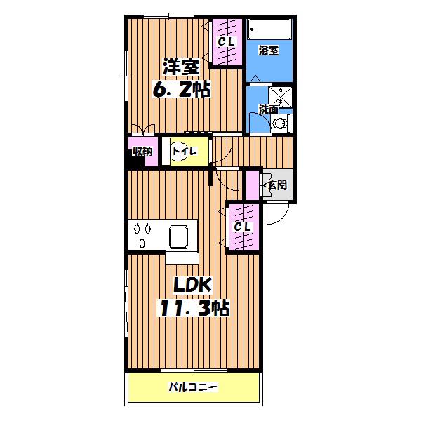 JOLI EST(1LDK/1階)の間取り写真