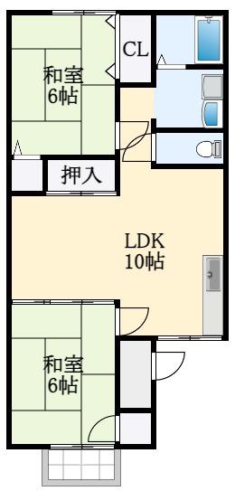シャトードイワネE号館(2LDK/2階)の間取り写真