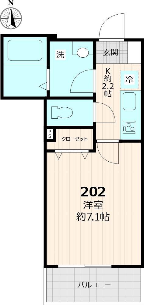 FICASA菖蒲園(1K/2階)の間取り写真