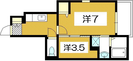 アンジュ(1SK/1階)の間取り写真
