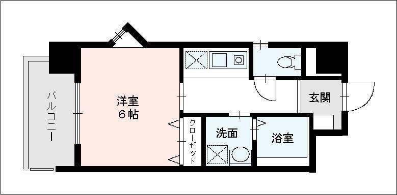 ジャスティス駅東(1K/4階)の間取り写真