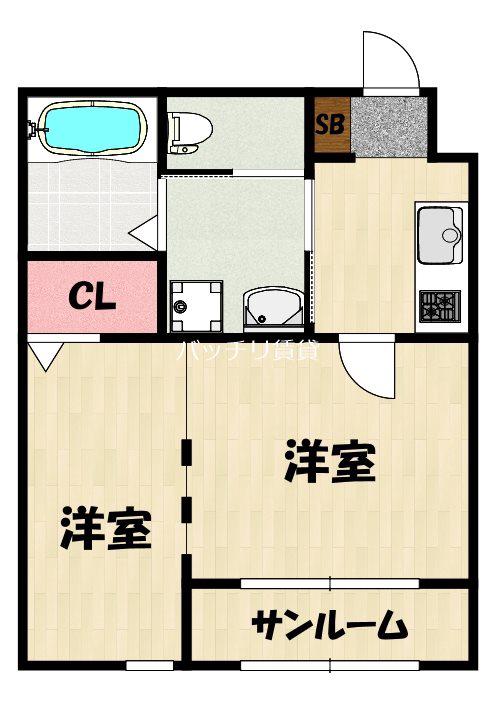 I・B・K 千代(2K/2階)の間取り写真