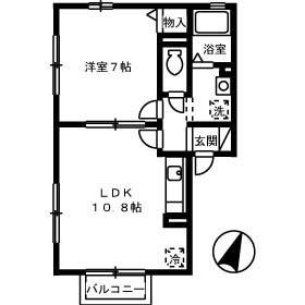 プリメーラいそあいII(1LDK/2階)の間取り写真