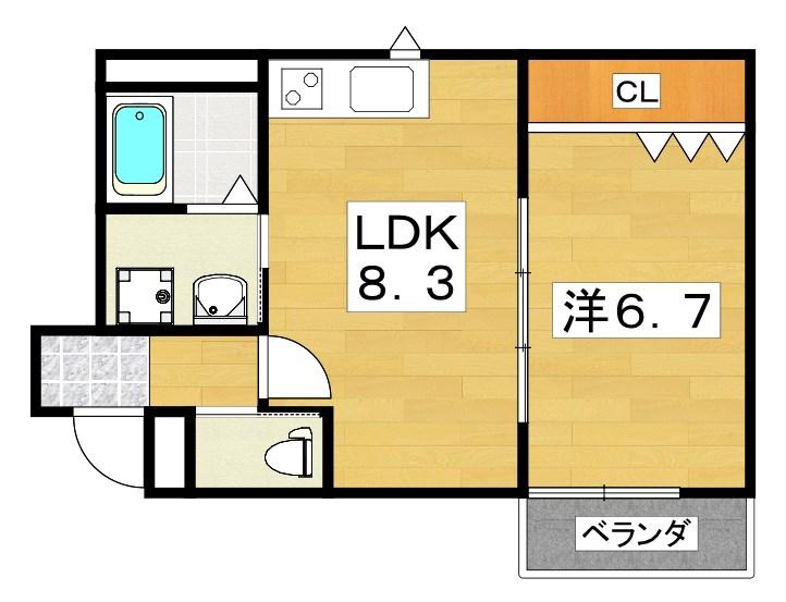 グレートヒルズ6番館(1LDK/2階)の間取り写真