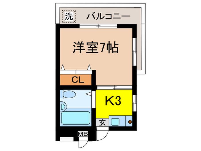 野方リトルハイツ(1K/3階)の間取り写真