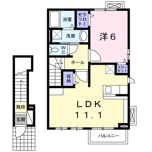小田急江ノ島線 南林間駅 徒歩3分 2階建 築16年(1LDK/2階)の間取り写真