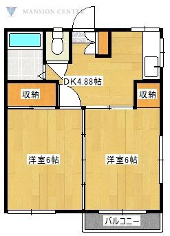グリーンヒルハウス(2DK/2階)の間取り写真