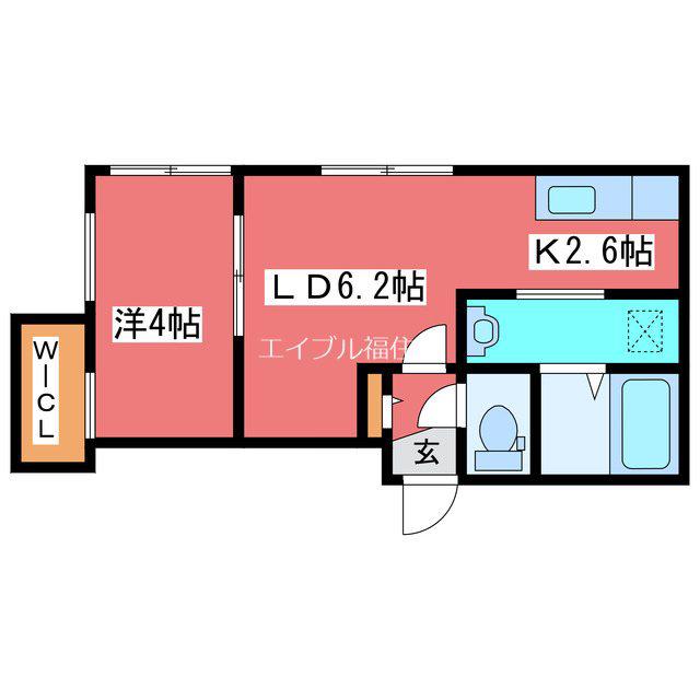 FLAP福住(1LDK/1階)の間取り写真