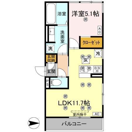 アナシエ朝美(1LDK/1階)の間取り写真