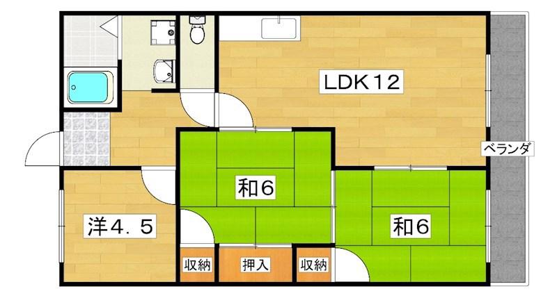 ネオコーポラス高宮(3LDK/1階)の間取り写真