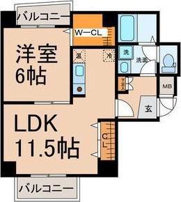 グリーン・ヒルズ(1LDK/4階)の間取り写真