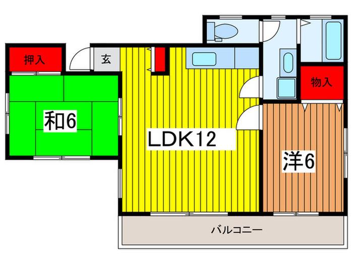 ハ-モニ-北浦和(2LDK/1階)の間取り写真