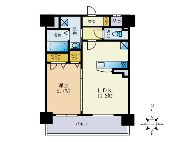 ルミエール箱崎駅前(1LDK/8階)の間取り写真
