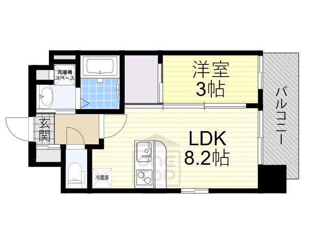 LUXE新大阪Ⅵ(1LDK/2階)の間取り写真