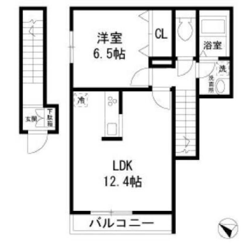 LA VIALETTA(1LDK/2階)の間取り写真