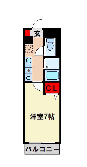 西鉄太宰府線 西鉄五条駅 徒歩8分 9階建 築34年(1K/8階)の間取り写真
