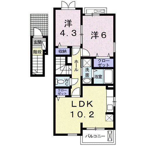 シャン・ノール XII(2LDK/2階)の間取り写真