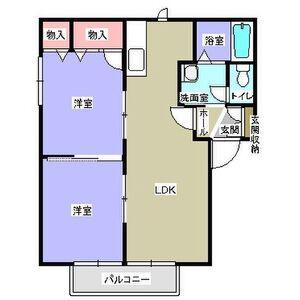 パークサイドウエノ B(2LDK/2階)の間取り写真