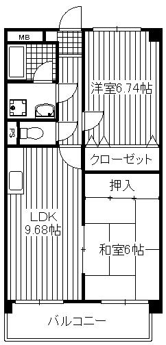 ブレイズ博多南(2LDK/3階)の間取り写真