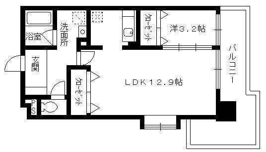 セレス別府(1LDK/3階)の間取り写真