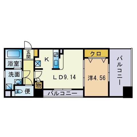 サンフォレスト箱崎(1LDK/8階)の間取り写真