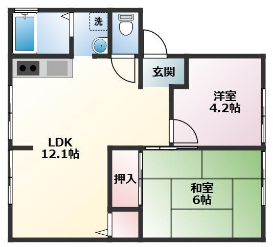 ウインディアルート1(2LDK/1階)の間取り写真