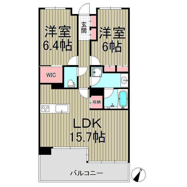 ESPACE NATUREL KAMAKURA(2LDK/4階)の間取り写真
