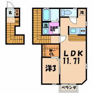 OAKBROOK(1LDK/2階)の間取り写真